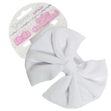 HB114-W: White Velour Headband w/Bow